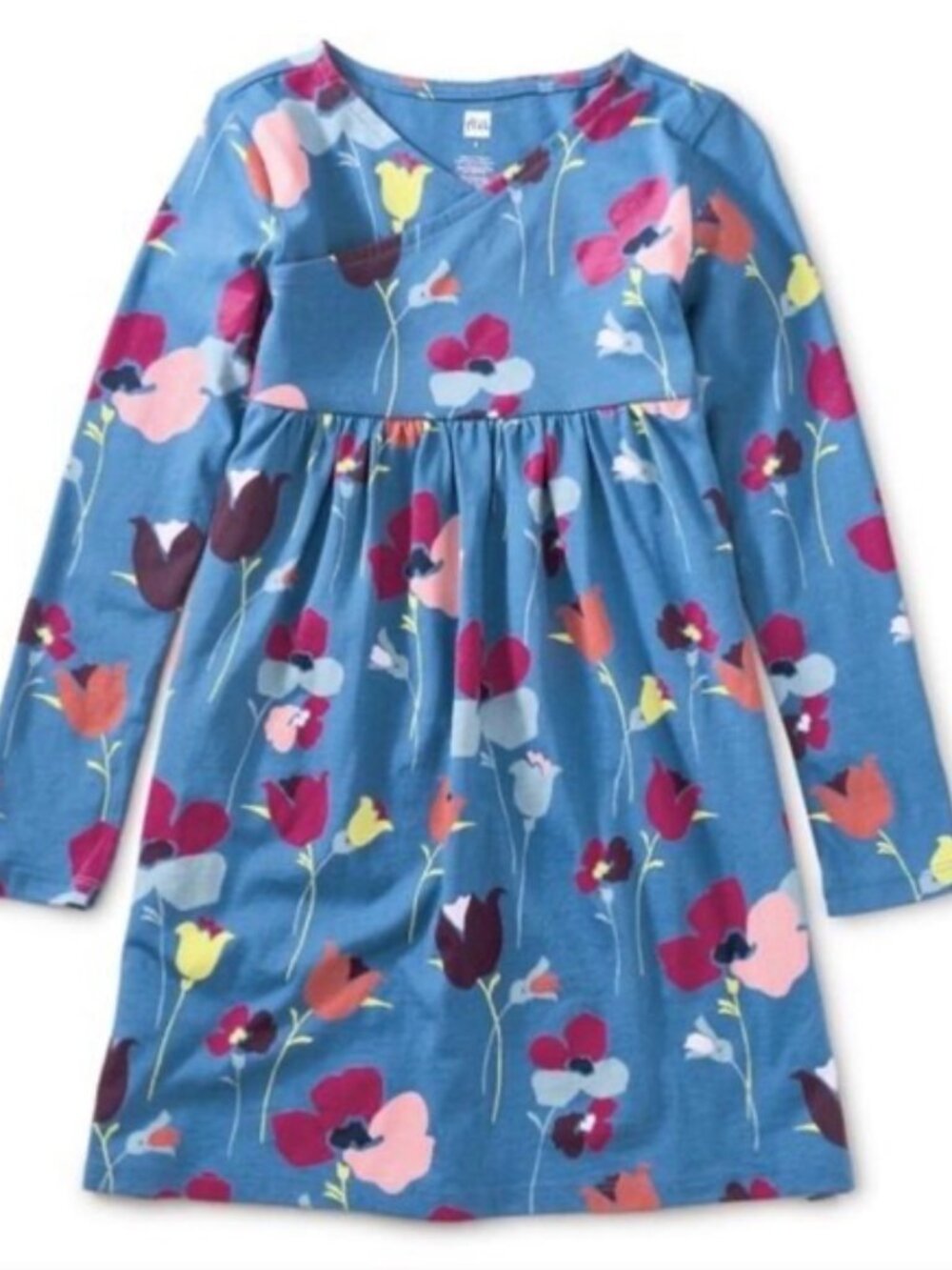 Tea Collection | Long Sleeve German Tulip Wrap Neck Dress | Size 3